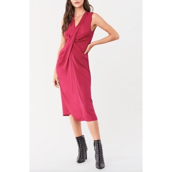 Diane Von Furstenberg Dresses & Skirts - Diane Von Furstenberg Slip Dress Womens 12 Magenta Satin Katrita Sleeveless Wrap